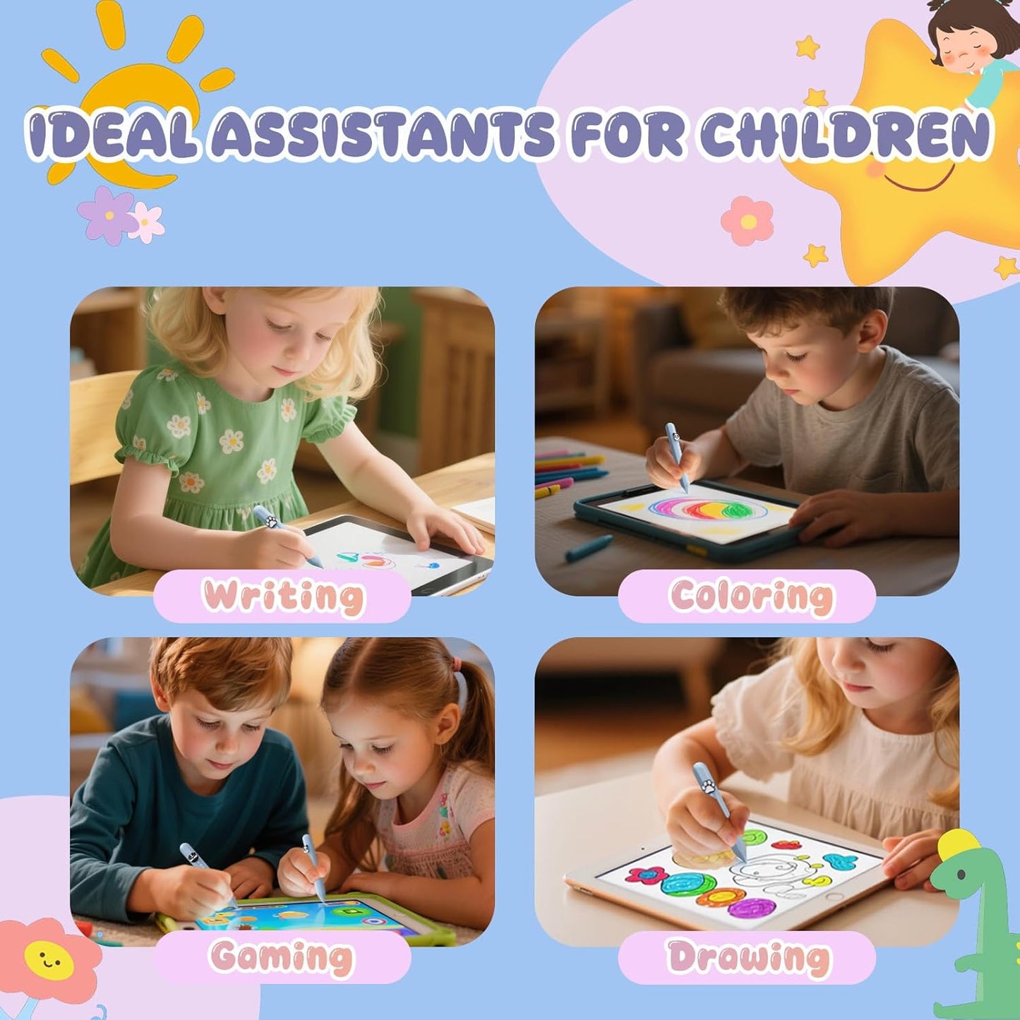 Kid-Friendly Stylus | Pink, Purple & Blue